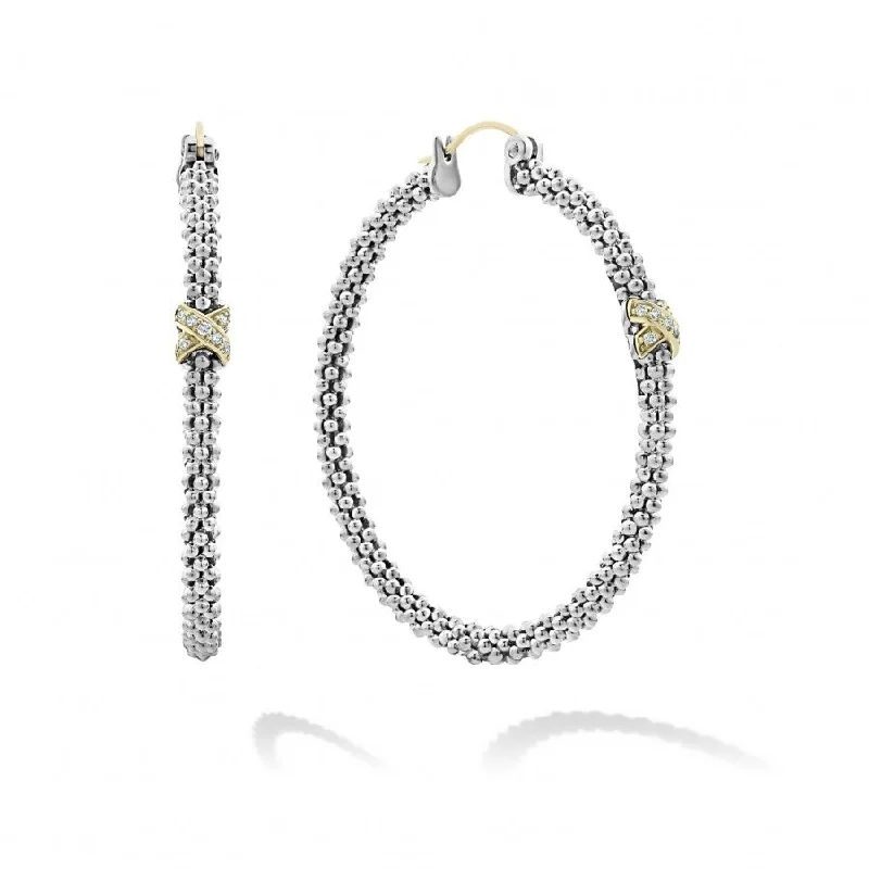 Hoop earrings featuring agate for banded ear beauty -Lagos Caviar Lux Diamond Hoop Earrings