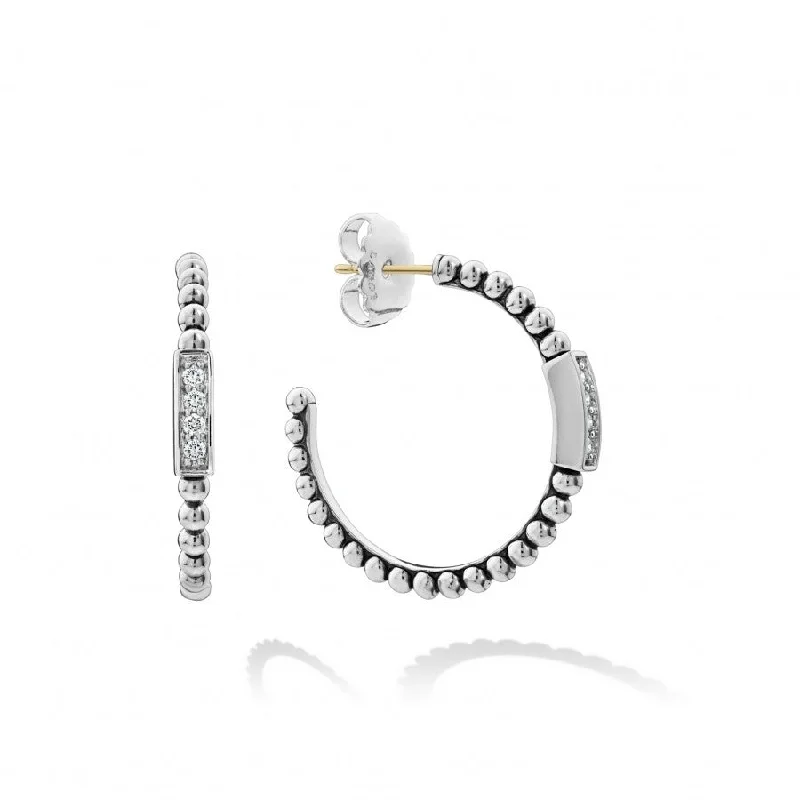 Mixed hoop earrings with dual metal ear styles -Lagos Caviar Spark Diamond Hoop Earrings