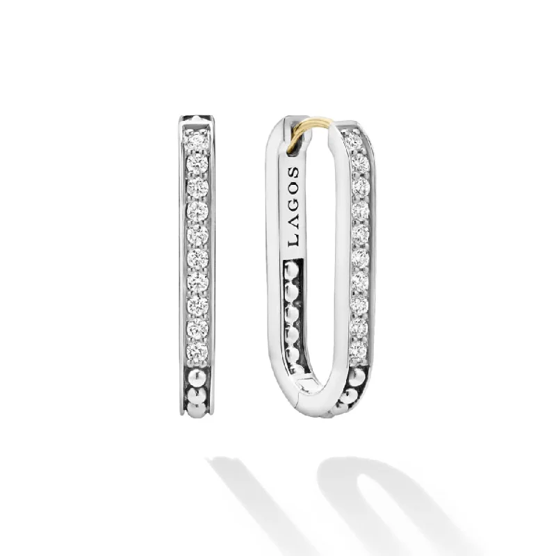 Hoop earrings inspired by nature with floral stones -Lagos Caviar Spark Linear Diamond Hoop Earrings