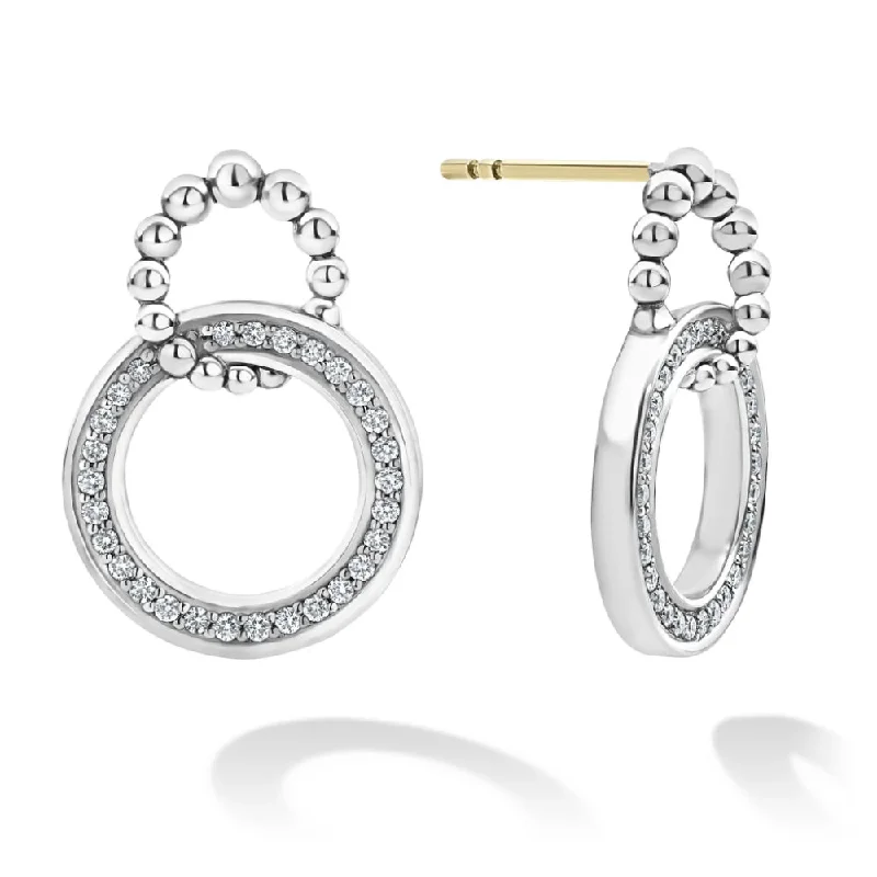 Hoop earrings with white gold for sleek ear shine -Lagos Double Circle Diamond Caviar Earrings