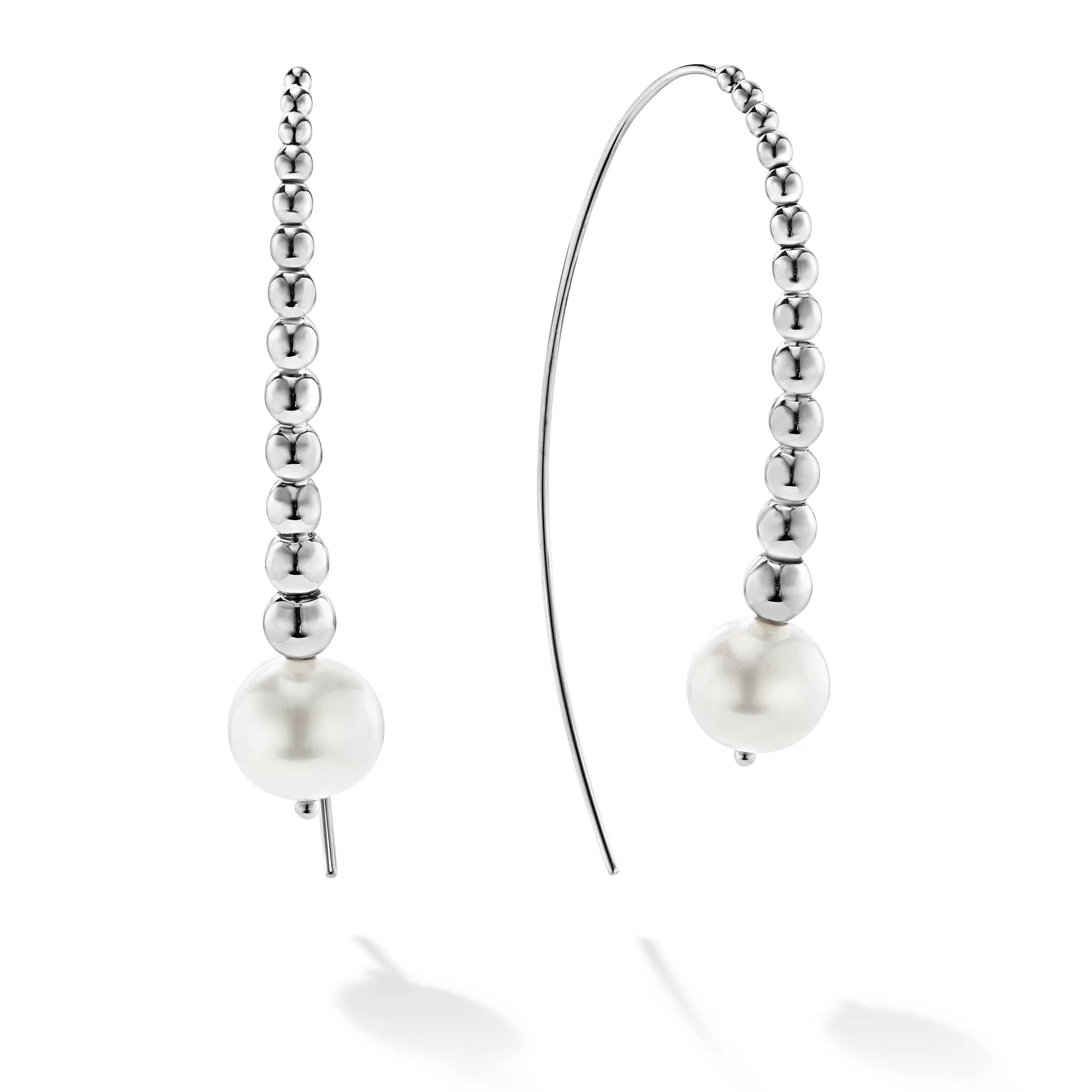 Heart hoop earrings with stone shapes for love -Lagos Luna Graduated Bead Pearl Earrings