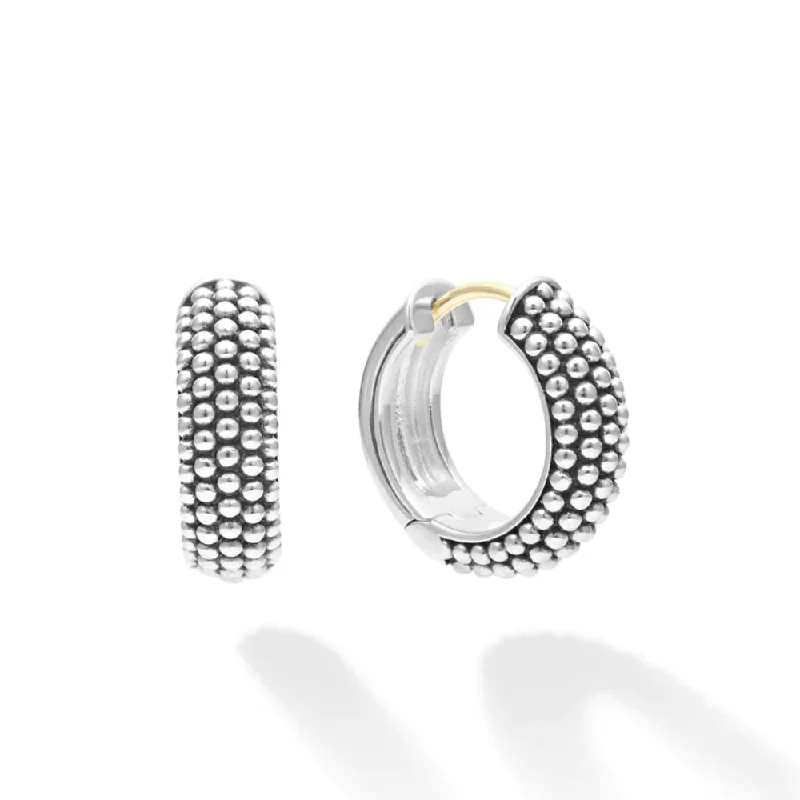 Adjustable hoop earrings for versatile ear sizing fit -Lagos Signature Caviar Huggie Earrings