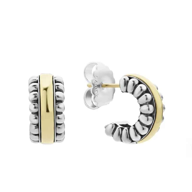 Chunky hoop earrings for bold ear statement looks -Lagos Two-Tone Flute Hoop Earrings