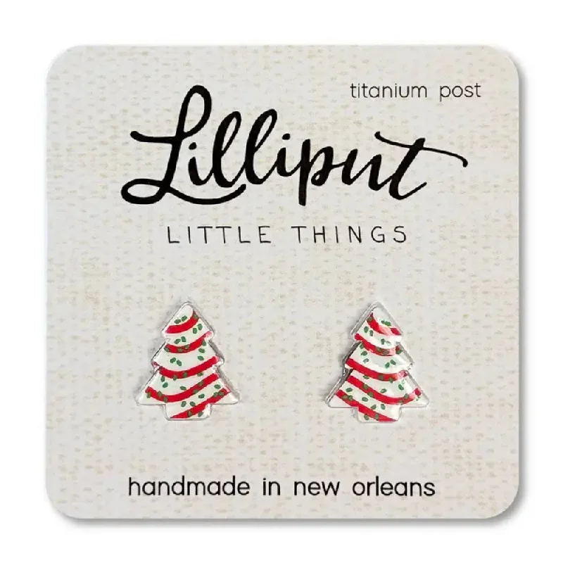 Etched hoop earrings with stone hoop detail flair -Lilliput Little Things Christmas Treat Earrings