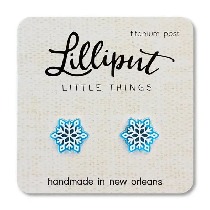 Sculpted hoop earrings with carved stone hoop art -Lilliput Little Things Snowflake Earrings