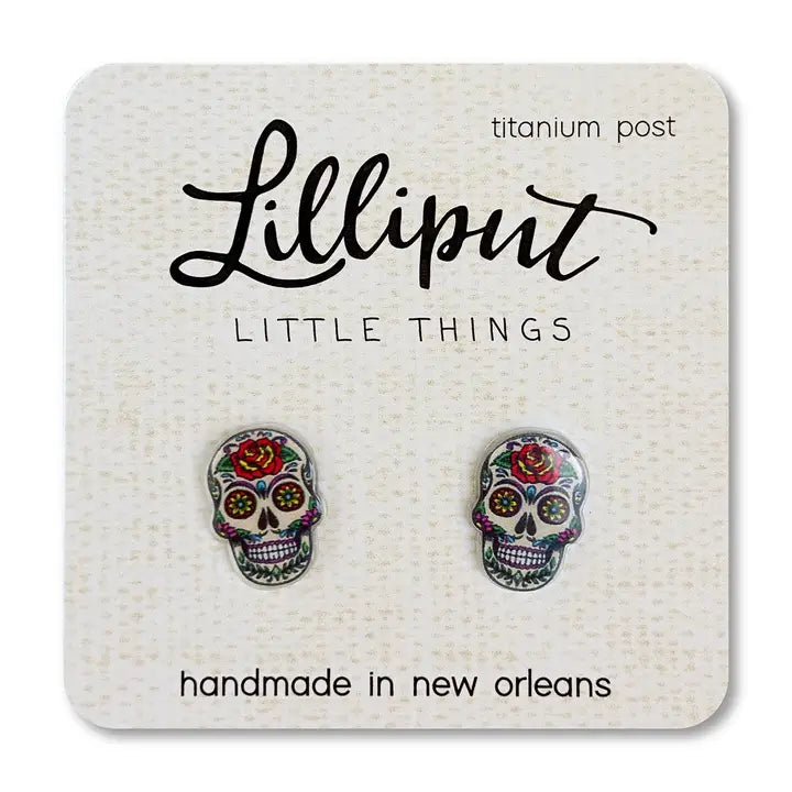 Hoop earrings with white gold for sleek ear shine -Lilliput Little Things Sugar Skull Earrings