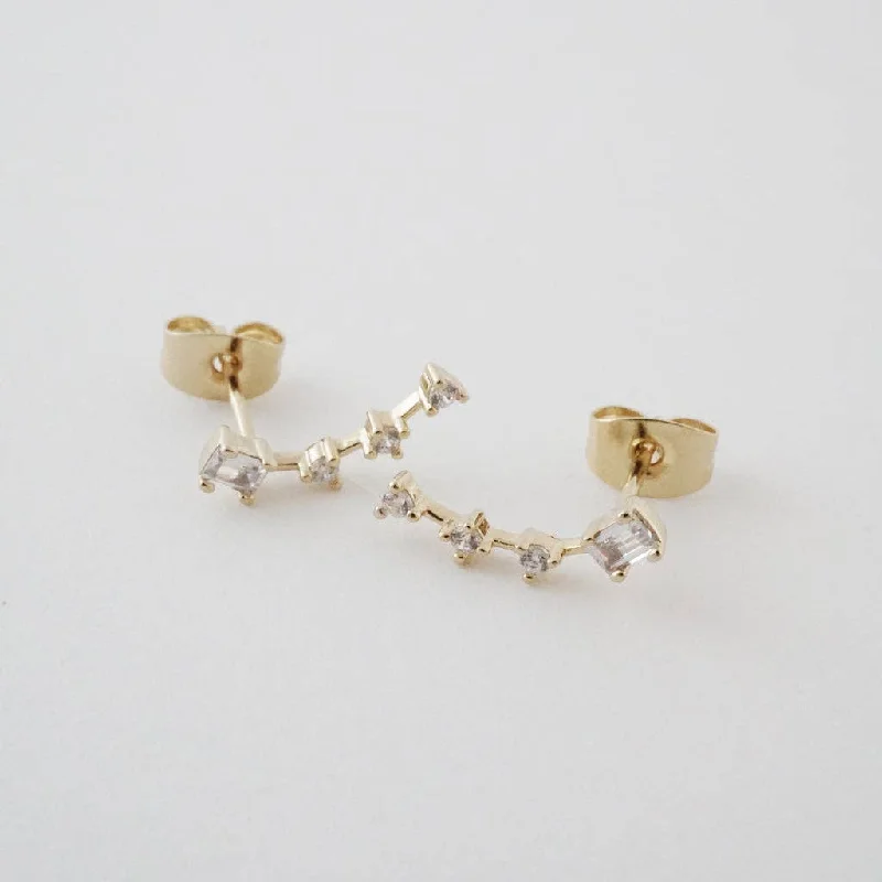 Hoop earrings perfect for kids with colorful stones -Little Dipper Crawler Studs