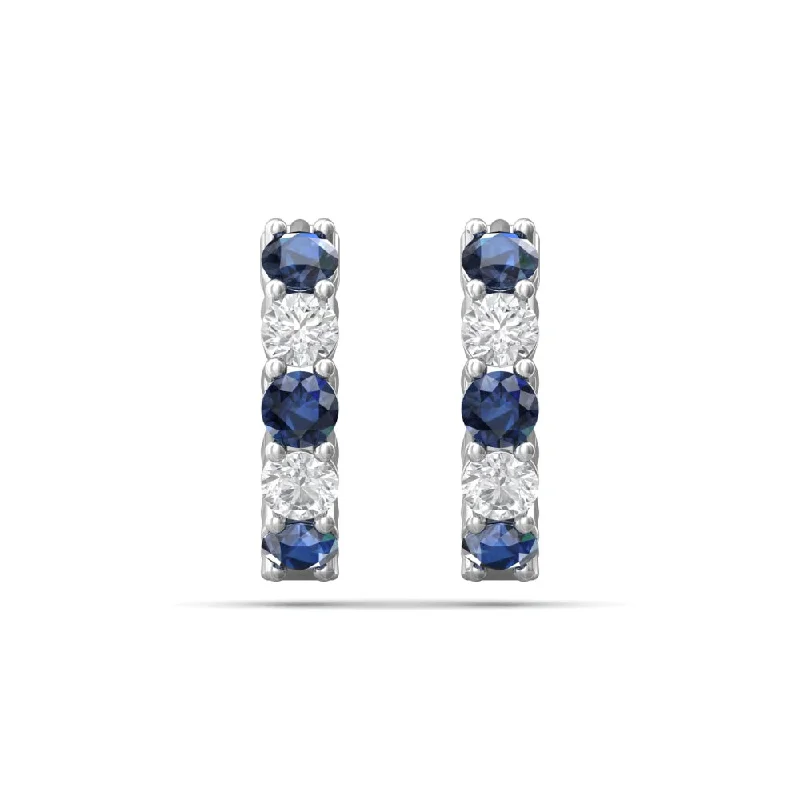 Hoop earrings inspired by cosmos with stone shine -Martin Flyer 14k Diamond & Sapphire Hoop Earrings