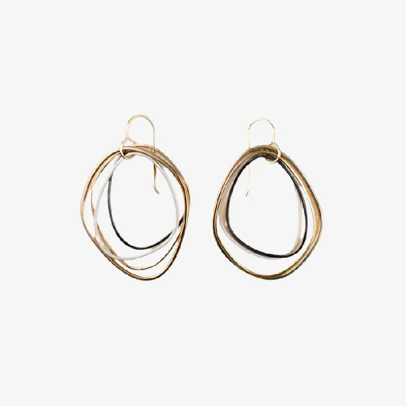 Hoop earrings perfect for stacking with ear studs -Medium Topography Earrings - Mostly Gold