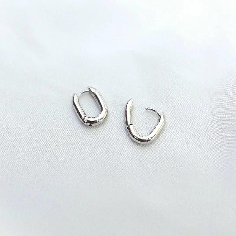 Hoop earrings perfect for stacking with ear studs -Mel Earrings - Silver