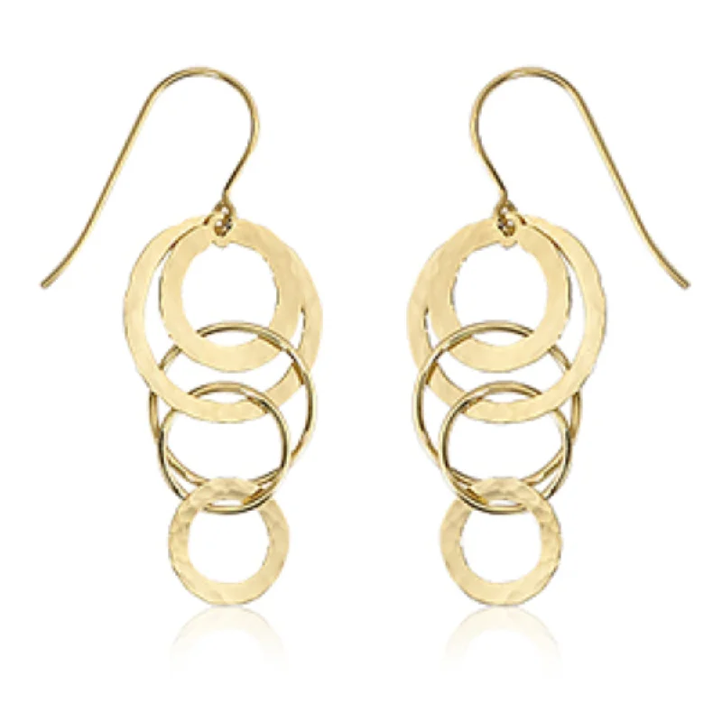 Sleek hoop earrings ideal for subtle daily ear elegance -Mini Hammered Cascading Circles Earrings