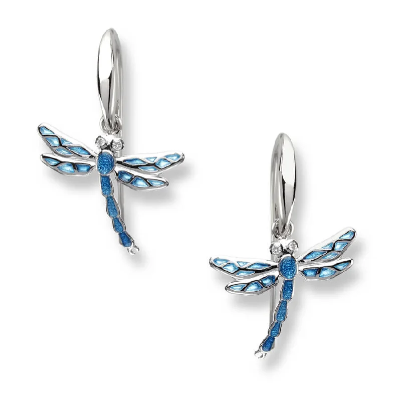 Hoop earrings featuring kyanite for rare blue ear shine -Nicole Barr Blue Dragonfly Wire Earrings