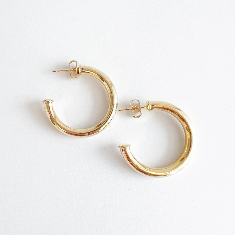 Hoop earrings featuring topaz for bright blue ear shine -Nova Tube Hoops Earrings Gold Filled