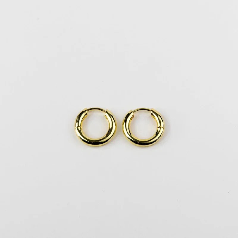 Artisan hoop earrings with handcrafted stone hoop beauty -Petite Hoops - Gold