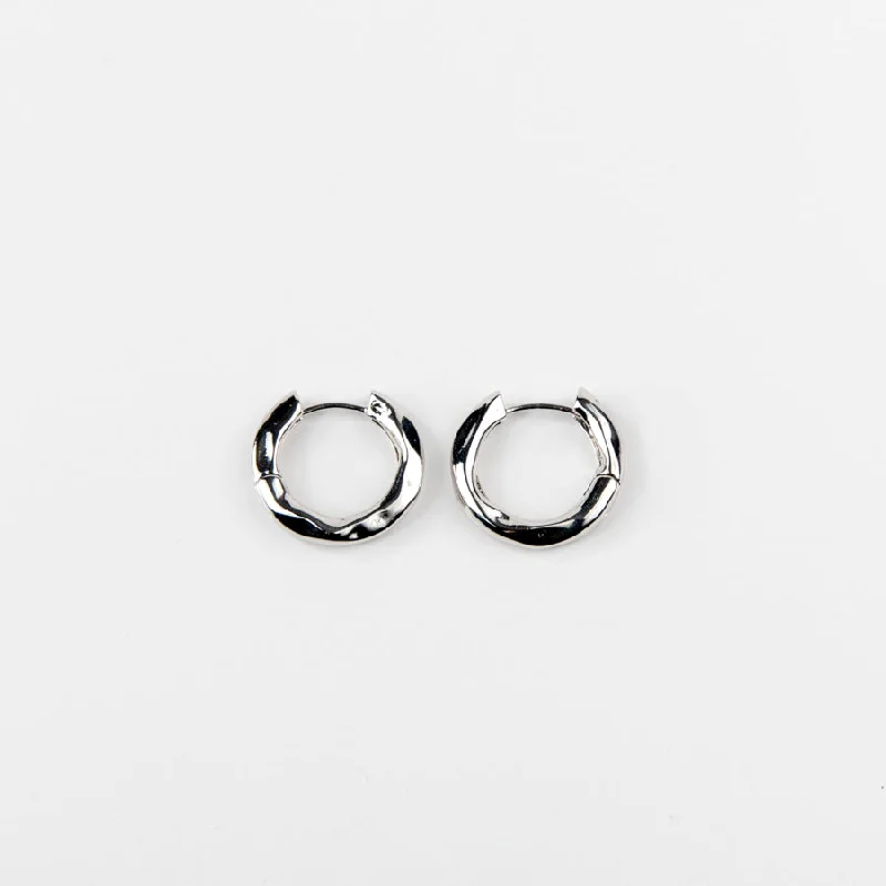 Bold hoop earrings with striking stone hoop designs -Petite Wavy Hoops - Silver