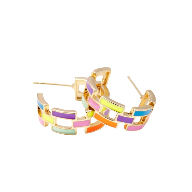 Rose gold hoop earrings for warm ear radiance -Poppy Multicolor Acrylic Hoops