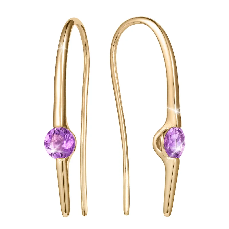 Secure hoop earrings with sturdy stone hoop clasps -Serene Amethyst Threader Earrings