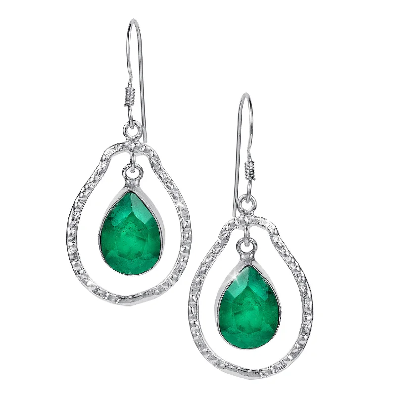 Silver hoop earrings offering affordable stone ear sparkle -Serene Emerald Earrings