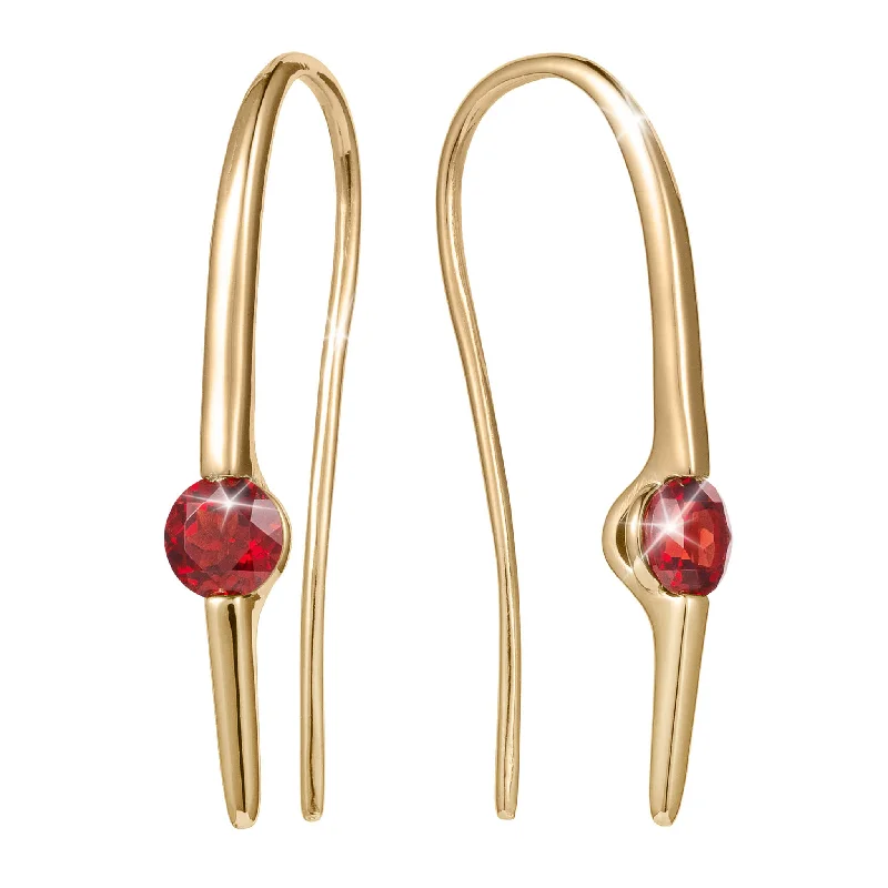 Hoop earrings inspired by stars with stone accents -Serene Garnet Threader Earrings