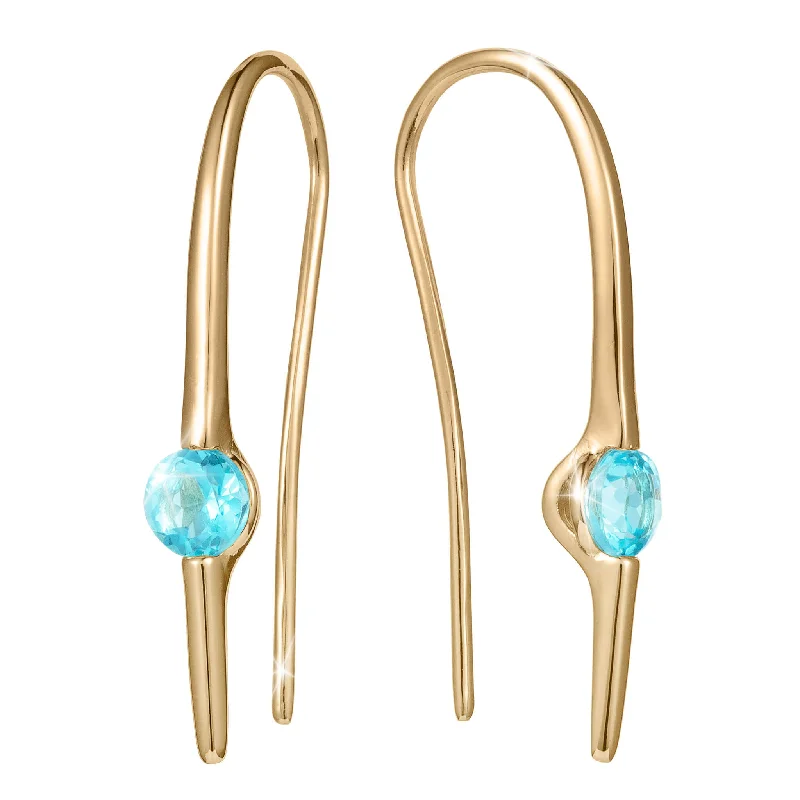 Twisted hoop earrings with artistic stone hoop flair -Serene Swiss Blue Topaz Threader Earrings