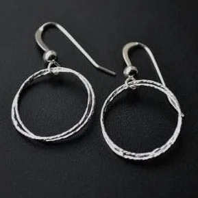 Hoop earrings crafted with sustainable eco-friendly materials -Silver Circle Diamond Cut Earrings