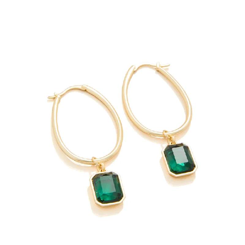 Hoop earrings with emerald for lush green ear shine -Spartina Chateau Hoop Earrings Dark Green