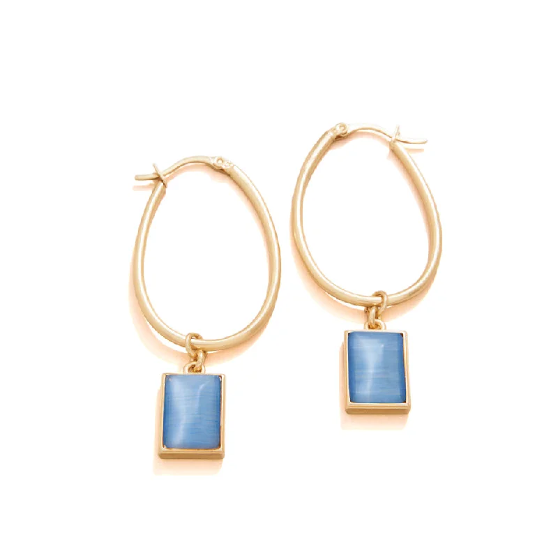 Hoop earrings made with recycled metal sustainability -Spartina Chateau Hoop Earrings - Optic Blue