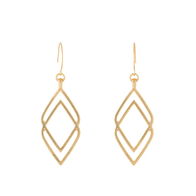 Teardrop hoop earrings with long stone ear elegance -Spartina Deco Drama Earrings - Gold