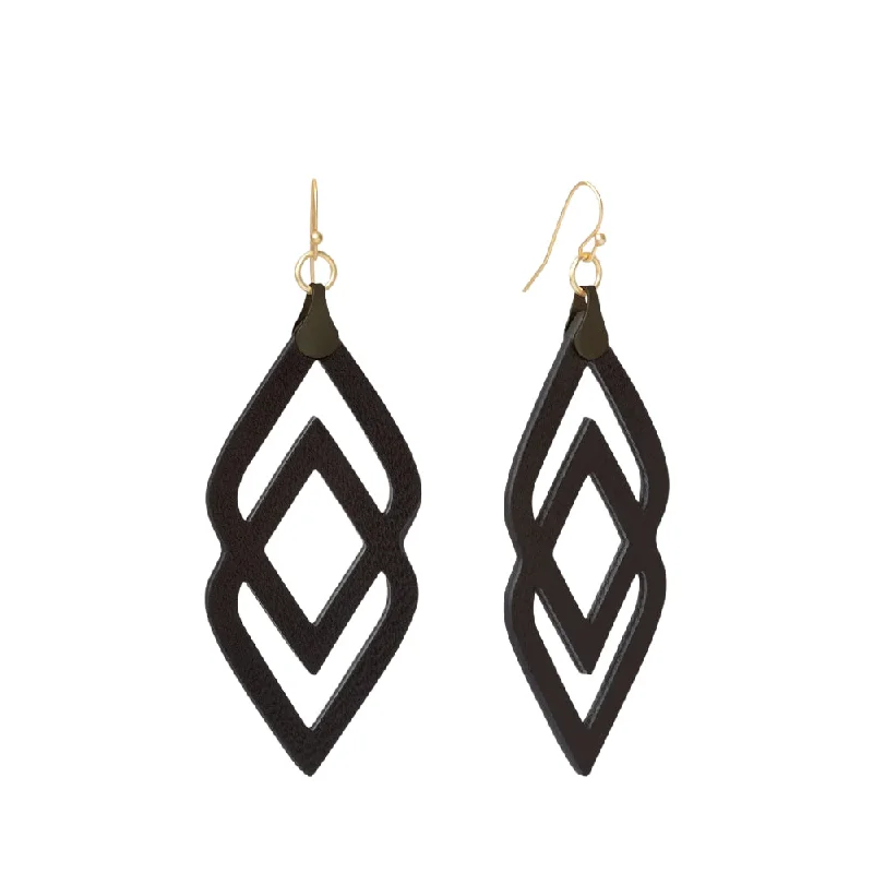 Oversized hoop earrings with bold stone hoop designs -Spartina Deco Drama Leather Earrings