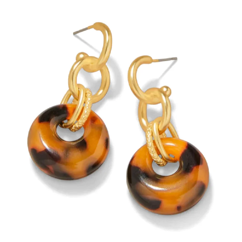 Vermeil hoop earrings with gold stone ear shine -Spartina Mod Janet Earrings Tortoise