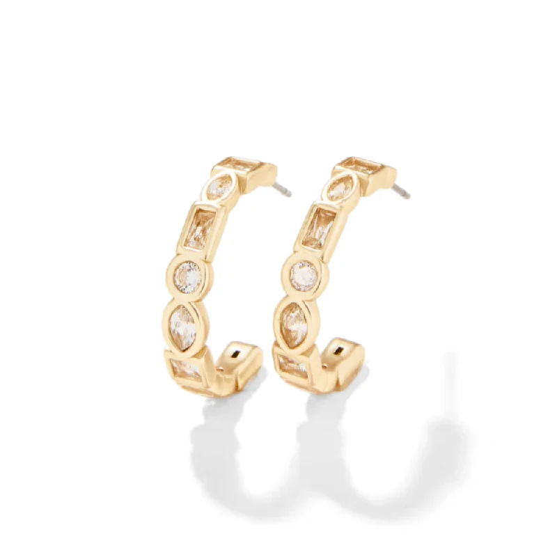 Hoop earrings perfect for gifting with stone sparkle -Spartina Shine Bright Hoop Earrings-Crystal