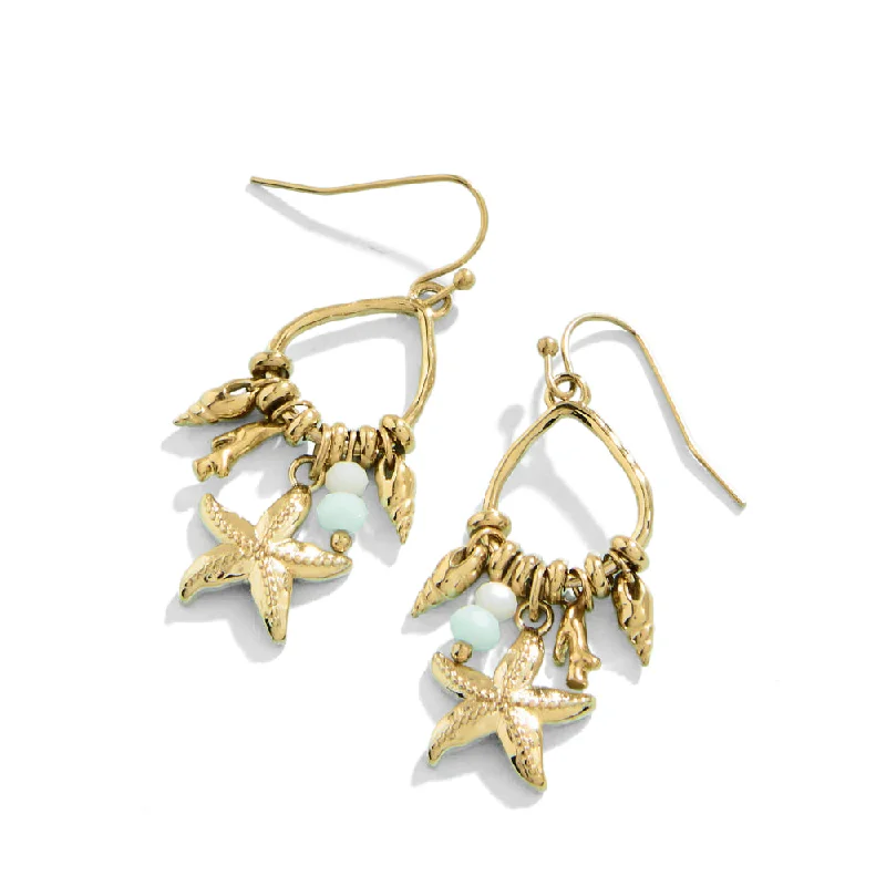 Hoop earrings inspired by nature with floral stones -Spartina Starfish Earrings