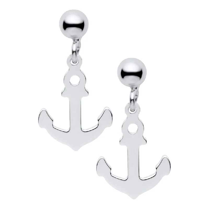 Light hoop earrings ideal for daily ear comfort -Sterling Silver Anchor Earrings