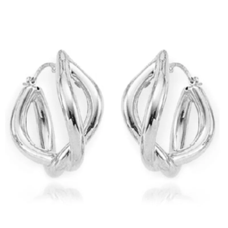 Slim hoop earrings for stackable ear fashion looks -Sterling Silver Banded Twist Hoop Earrings