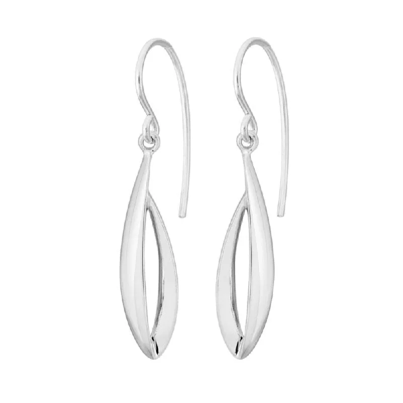 Modern hoop earrings with floating stone hoop settings -Sterling Silver Dangle Earrings