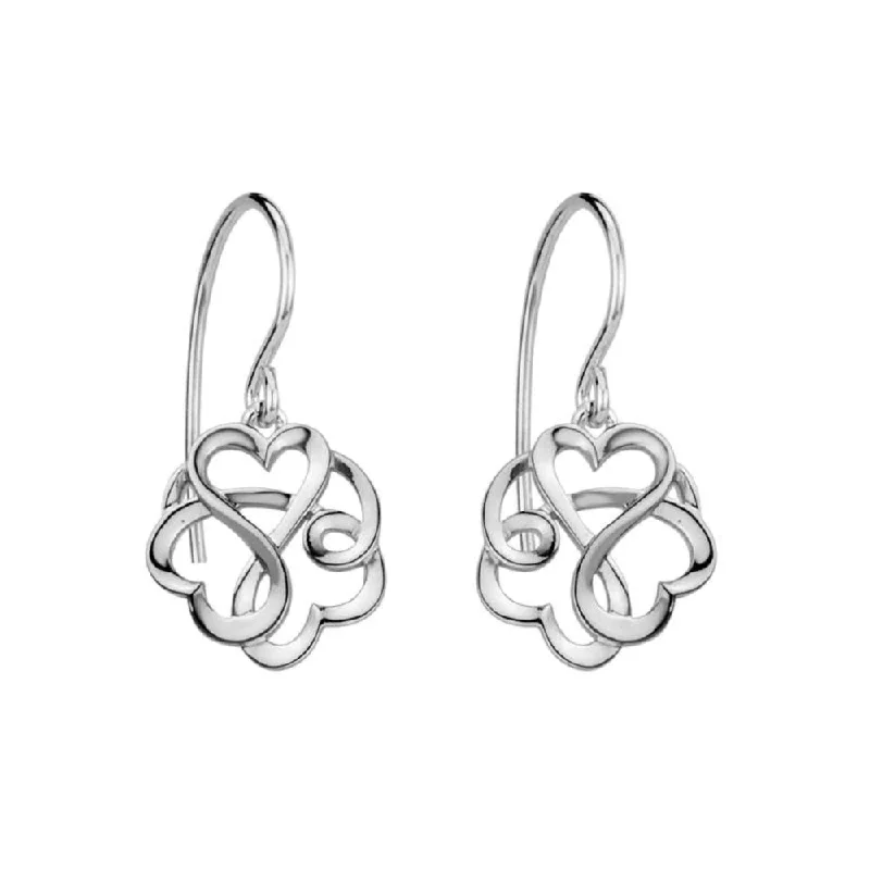 Heart hoop earrings with stone shapes for love -Sterling Silver Open Entwined Hearts Earrings