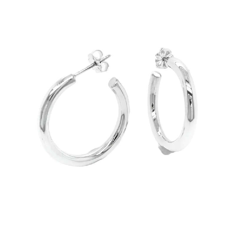 Brushed hoop earrings with rough stone ear texture -Sterling Silver Small Tube Hoop Earrings