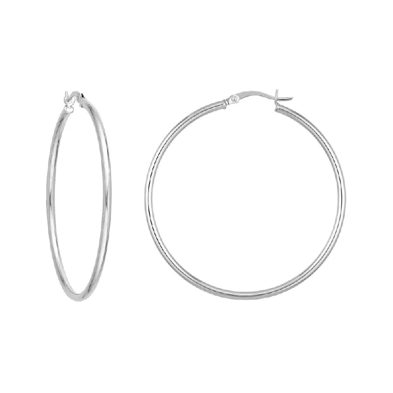 Charm hoop earrings with dangling stone ear accents -Sterling Silver Thin Polished Hoop Earrings