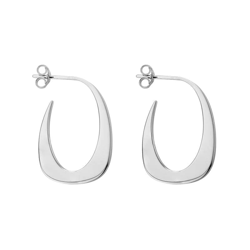 Adjustable hoop earrings for versatile ear sizing fit -Sterling Silver Thin U Hoop Earrings