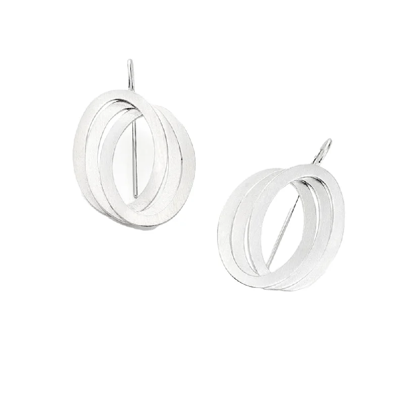 Hoop earrings featuring sapphire for rich blue ear glow -Sterling Silver Triple Oval Link Earrings