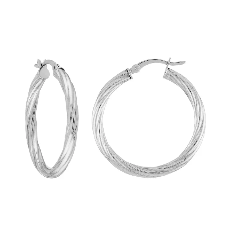 Hoop earrings featuring kyanite for rare blue ear shine -Sterling Silver Twist Hoop Earrings