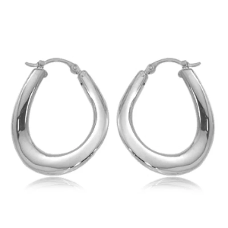 Hoop earrings featuring ruby for vibrant red ear charm -Sterling Silver Wavy Hoop Earrings