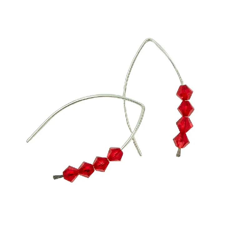 Hoop earrings made with lab-grown ethical gemstones -Sparkling Ruby Red Silver Earrings