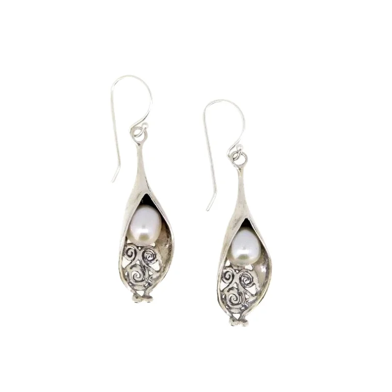 Bold hoop earrings with striking stone hoop designs -Tear drop shape and Freshwater Pearl Earrings E10914