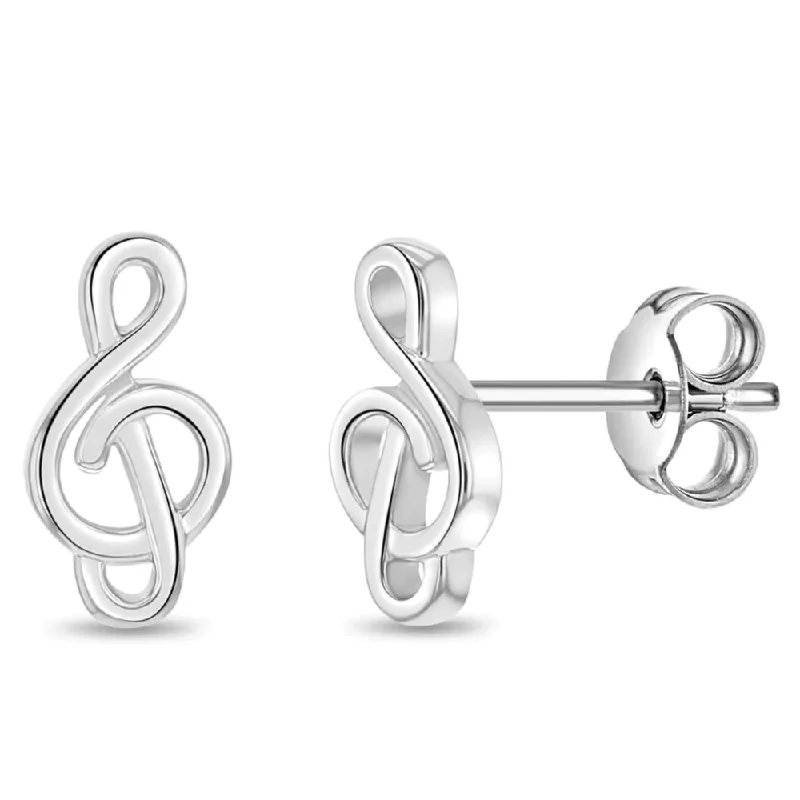 Stackable hoop earrings perfect for ear layering style -Treble Clef Girls Earrings