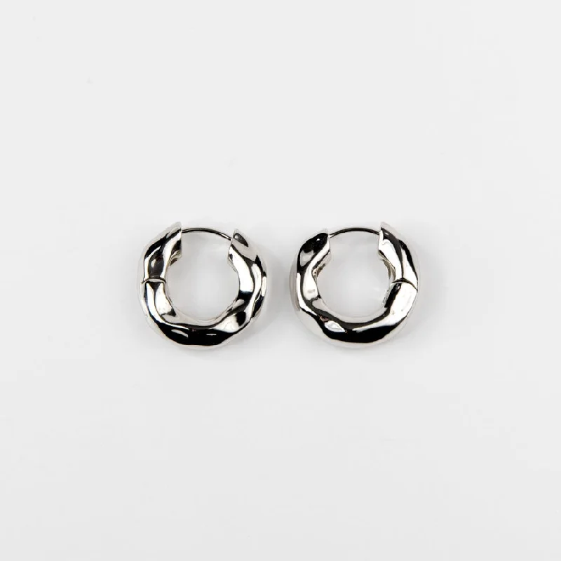 Budget hoop earrings under fifteen dollars for gifts -Wavy Chunky Hoops - Silver