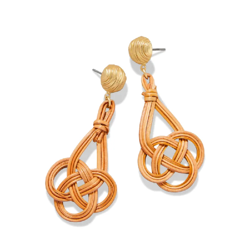 Artisan hoop earrings with handcrafted stone hoop beauty -Spartina Woven Knot Earrings - Natural