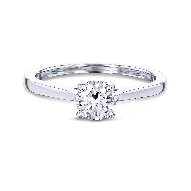 Custom rings crafted with your selected stone accents -1/2ct Round Diamond Solitaire Ring