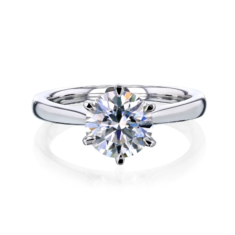 Mixed rings with dual metals for finger flair -1.5ct Round Moissanite 6-Prong Ring