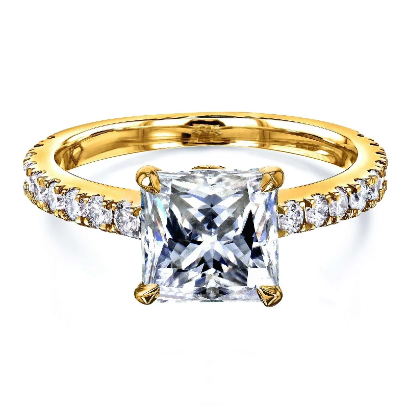 Mixed rings with dual metals for finger flair -1.8ct Princess Moissanite Ring